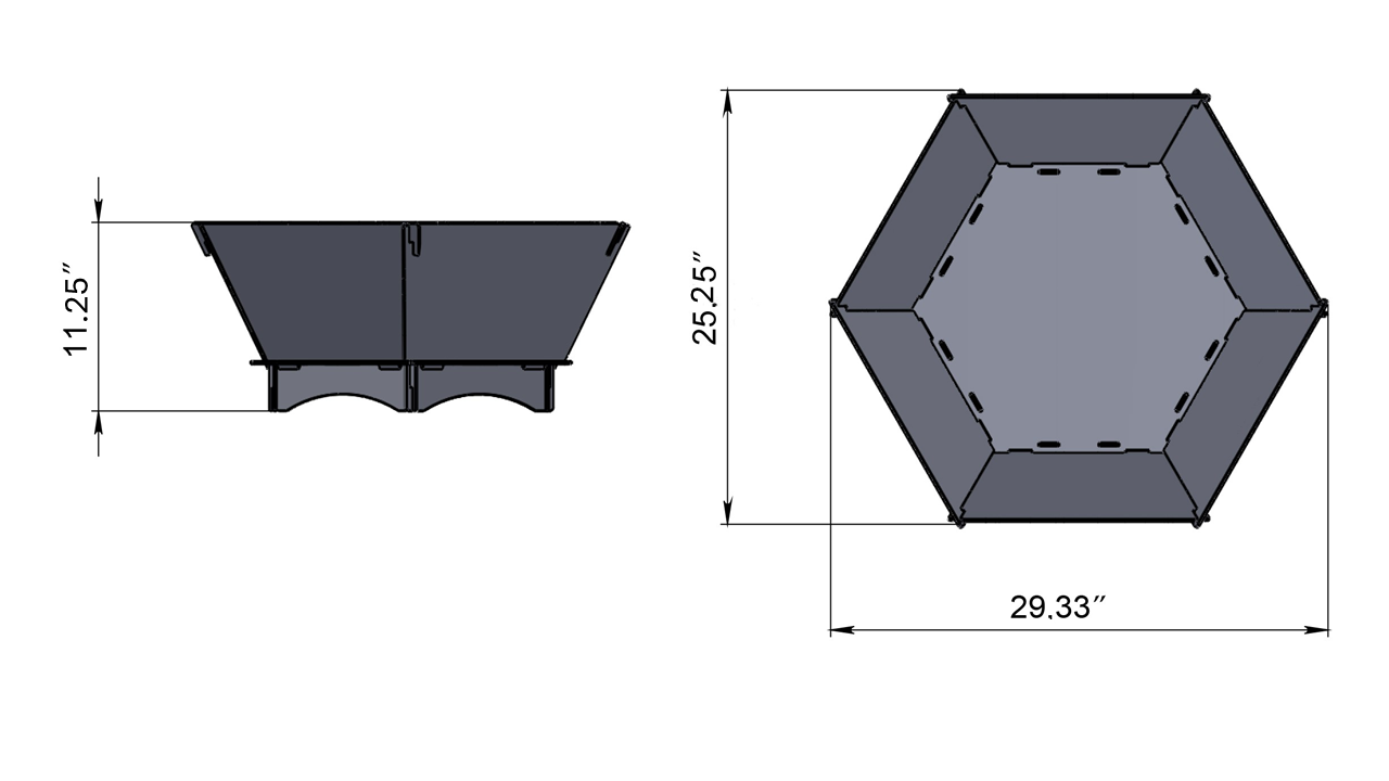 Collapsible Hexagon Fire Pit - Black High Temp Paint